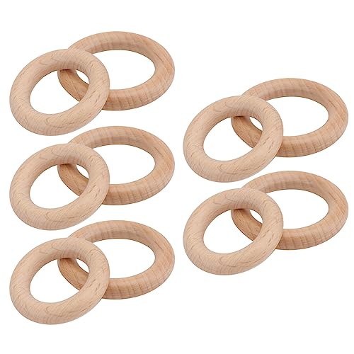 10pcs Wooden Circle Natural Wooden Rings Mini Wood Ring Wooden Round Ring Wood Craft Ring Macrame Decor DIY Wooden Ring Kid Toys Infant Toy Log Wood PartyKindom
