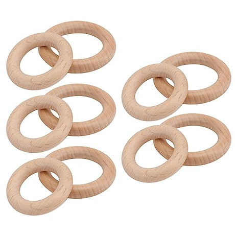 10pcs Wooden Circle Natural Wooden Rings Mini Wood Ring Wooden Round Ring Wood Craft Ring Macrame Decor DIY Wooden Ring Kid Toys Infant Toy Log Wood PartyKindom