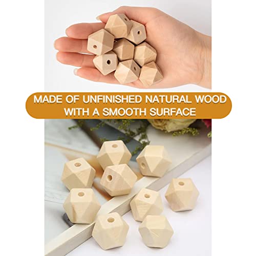 Joyangy 100pcs Wooden Craft Beads, 12mm Unfinished Geometric Wood
