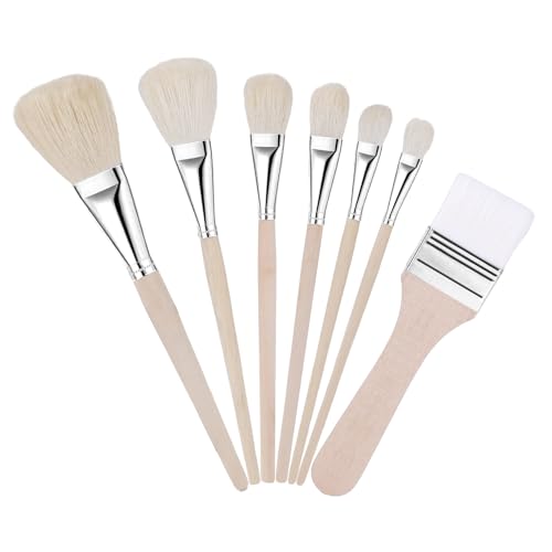 7pcs Gilding Brushes Set, Assorted Size Mop Brushes for Painting Versatile Goat Hair Brushes Paint Brushes for Crafts Acrylic Painting Gold Leaf - WoodArtSupply