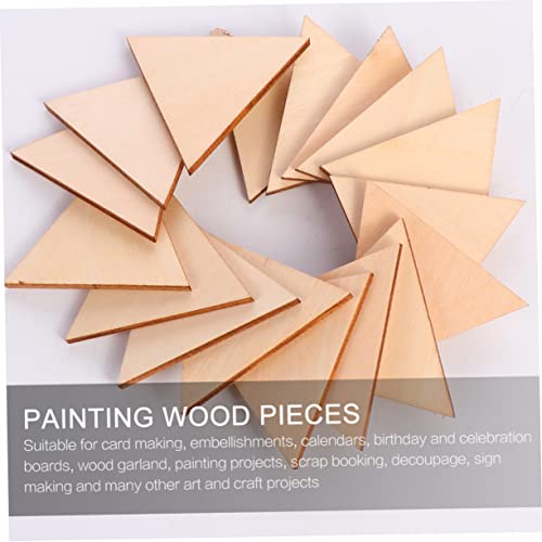 VILLFUL 60pcs Triangular Wood Chips Wooden Shapes for Crafts Unfinished Wooden Triangular Slices Triangles Wood Shapes Wooden Gift Tag Unfinished VILLFUL