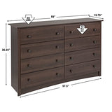 Prepac Fremont 8 Drawer Double Dresser for Bedroom, 15.75" D x 59" W x 36.25" H, Espresso Prepac