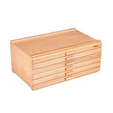 KINGART 723N Wood 6-Drawer Artist SUPPLY STORAGE BOX, 15-3/4” W x 10” D x 6-1/2” H, Natural Finish, Storage for Art Materials including Paint Tubes, KINGART