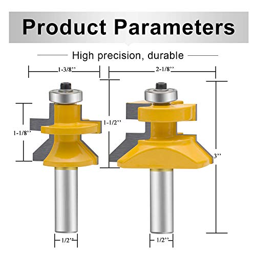 LETBUY Flooring 2 Bit Tongue and Groove Flooring Router Bit Set 1/2-Inch Shank (2 pcs) LEATBUY-TECH