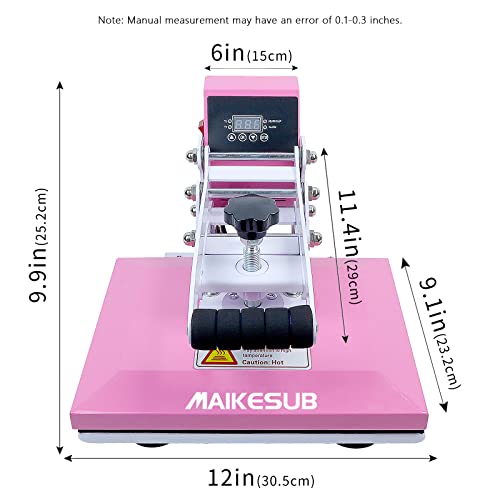 MAIKESUB 12x10 Inch High Pressure Heat Press Machine for T Shirts Digital Industrial Sublimation Printer for Heat Transfer Vinyl Intelligent Pink - WoodArtSupply