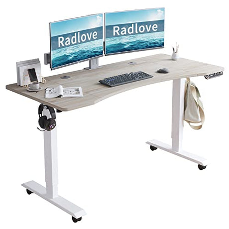 Radlove Electric Standing Desk, 55 x 30 Height Adjustable Computer Desk Sit Stand Desk Home Office Desks with Splice Board and A Under Desk Cable Radlove