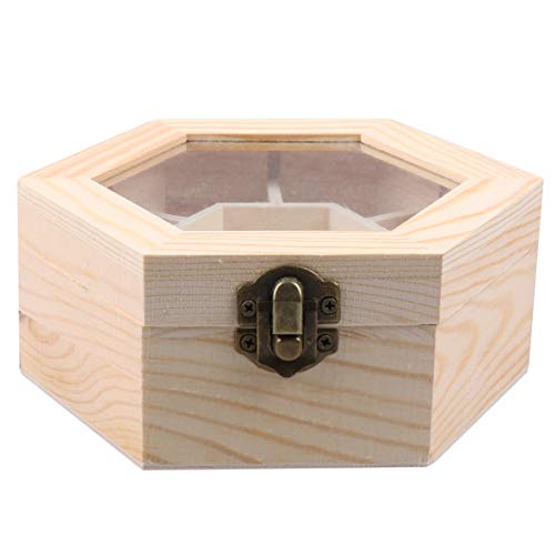 Unfinished Wooden Jewelry Box Wooden Jewelry Box Hexagon Jewelry Organizer Box Trinket Box Treasure Storage Box with 7 Compartments for Bracelet Milisten