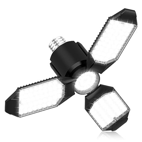 toberich LED Garage Light Bulb, 8000LM Shop Lights with 3+1 Deformable Panels, 6500K Screw in Ceiling Lights for Garage, Workshop, Workbench, toberich