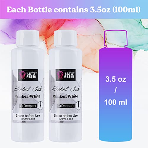 LET'S RESIN White Alcohol Ink for Resin, Alcohol Ink White Colors,2 Bottles Each 3.5oz,Adjustable Alcohol-Based Resin Ink,White Resin Pigment for - WoodArtSupply