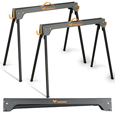 WORKESS Saw Horses 2 Pack, Heavy Duty Folding Portable Saw Horses Table 2200 Lbs Load Capacity with 2x4 Support Legs, Fast Open Legs and Easy Grip