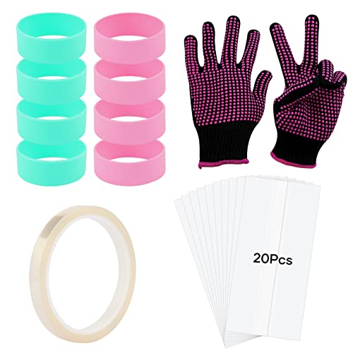 HTVRONT Heat Resistant Gloves Kit - 2Pcs Heat Gloves for Sublimation, 8 Pcs Silicone Bands for Sublimation Tumbler, 1 Pcs Heat Tape for Sublimation, - WoodArtSupply