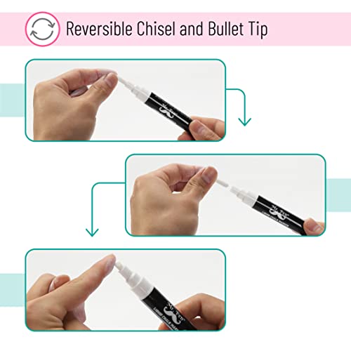 Mr. Pen- White Chalk Markers, 4 Pack, Dual Tip, 8 labels, White Liquid Chalk Marker, For Non-porous Surfaces, Chalk Markers, White Dry Erase Markers, Mr. Pen
