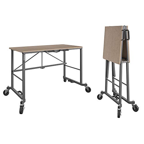 CoscoProducts 66720DKG1E COSCO Smartfold Portable Folding MDF Work top (Gray, 350 pounds) Workbench Desk, Tan - WoodArtSupply