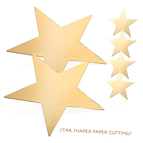 VOSAREA 50pcs Gold Decor Classroom Decorative Cutout Scrapbook DIY Decors Greeting Cards Decors Classroom Wall Decor Star Cutouts Kindergarten Wall VOSAREA
