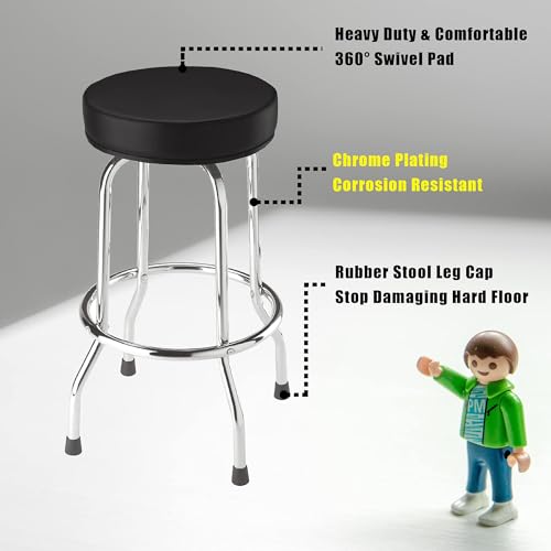 Torin ATRP6185B-1 Swivel Bar Stool: Padded Garage/Shop Seat with Chrome Plated Legs, Black Torin
