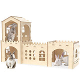Woiworco Extra Large Rabbit Hideout, Wooden Rabbit Castle Bunny Spacious Breathable Hideouts for Indoor Bunnies, Hamsters and Guinea Pigs Hut to Hide Woiworco
