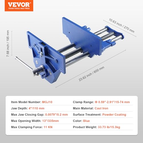 VEVOR Woodworking Vise, 13 inch Woodworking Bench Vise, Heavy-duty Cast Iron Vice for Workbench 10.6" Jaw Width, with Quick Release Lever for VEVOR