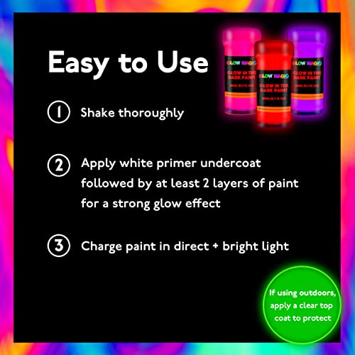 individuall Glow in The Dark Paint - Set of 8, 20 mL Reflective Acrylic Paints for Outdoor and Indoor Use on Canvas, Walls and Ornament Painting - - WoodArtSupply