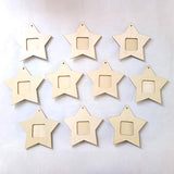 Amosfun 10pcs Wood Star Mini Photo Picture Frames Wooden Unfinished Wooden Cutouts 4th of July Decorations Amosfun