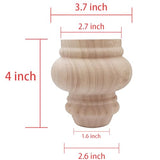 Btibpse 4'' Furniture Legs Wooden Unfinished Bun Feet for Sofa, Chair, Loveseat, Ottoman, Dresser Foot Set of 4 Btibpse