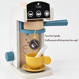 PairPear Kids Wooden Toys Coffee Maker Toy Espresso Machine Playset - Toddler Play Kitchen Accessories Gift for Girls and Boys PairPear