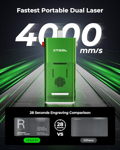 xTool F1 2-in-1 Dual Laser Engraver with Slide Extension, Rotary Extension and Air Purifier, Lightning Speed Portable Fiber Laser Engraver for Metal xTool