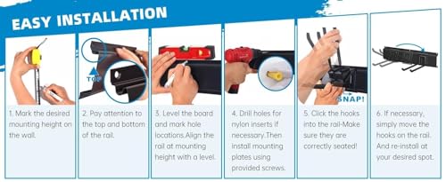 TICONN Garage Organization Tool Storage Utility Rack, Heavy Duty Wall Mounted Hanger Organizer System for Shed Garden Yard Tools, Ski Gears, Broom, TICONN