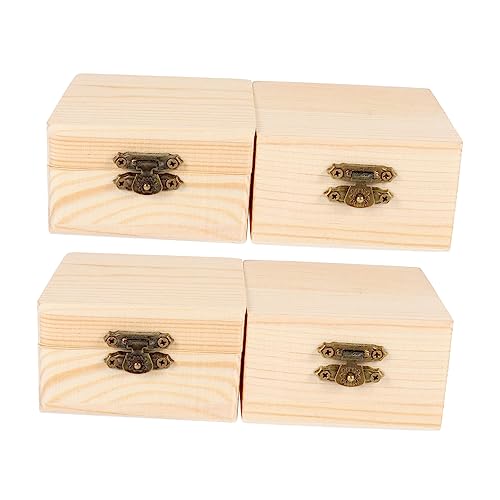 ARTIBETTER 4pcs Packaging storage wooden box wood ring unfinished wooden jewelry rustic wooden case desk top decor jewelery organizer wood decor ARTIBETTER