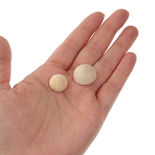 Yardwe 200pcs Wooden Hemisphere Unfinished Spacer Beads Half Craft Balls White Spray Paint Wood Unfinished Wood Beads Wood Rings for Crafts Lotus Yardwe
