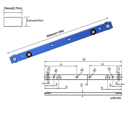 KETIPED Aluminium Alloy Miter Bar Clamping Tool Slider Table Saw Gauge Rod T-Slot Track Bar Rail for Router Tables and Woodworking,300mm-Blue