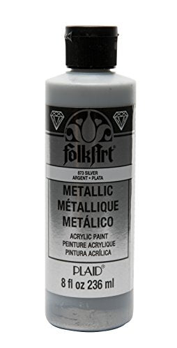 FolkArt 8 oz Acrylic Paint, Silver Metallic - WoodArtSupply