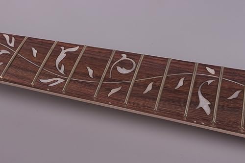DIY Electric Guitar Neck Replacement 24 fret 25.5inch Maple Rosewood Fretboard locking nut vine Inlay Unfinished Electric Guitar Neck (24 fret WoodArtSupply