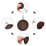 PH PandaHall 30pcs Flat Round Wooden Pendant 3 Sizes Blank Pendant Trays Wood Bezel Pendant with 40pcs Screw Eye Pin Peg Bails 40pcs Ice Pick Pinch PH PandaHall