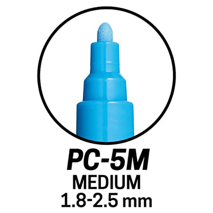 Posca PC-5M Water Based Permanent Marker Paint Pens. Premium Medium Tip for Arts and Crafts. Multi-surface Use On Wood, Metal, Paper, Cardboard,