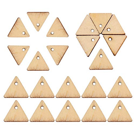 MILISTEN 300pcs Unfinished Wood Pieces with Holes Triangle Wooden Slices DIY Wood Cutouts Blank Wood Pieces Embellishments Gift Tags for Kids Milisten
