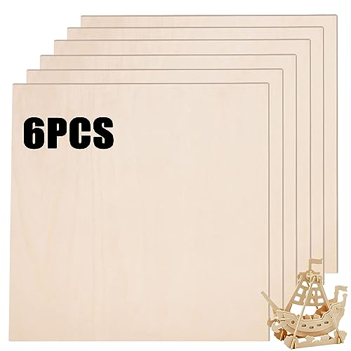 6 Pack Basswood Plywood Sheets 12x12x1/8 for Crafts, Unfinished Woo –  WoodArtSupply