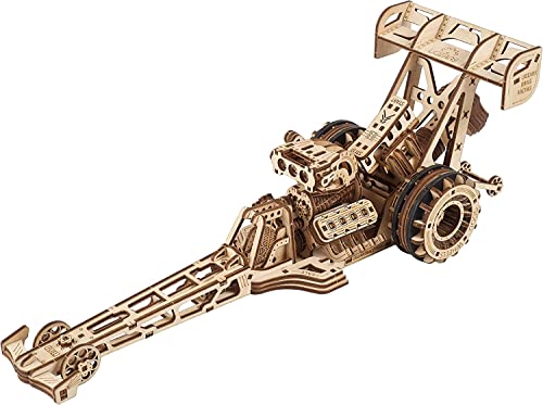 UGEARS Dragster Car Model Kit - Top Fuel Dragster Model Kits 3D Puzzle with Powerful Spring Motor - Drag Racing Model Car Kits 3D Puzzles for - WoodArtSupply