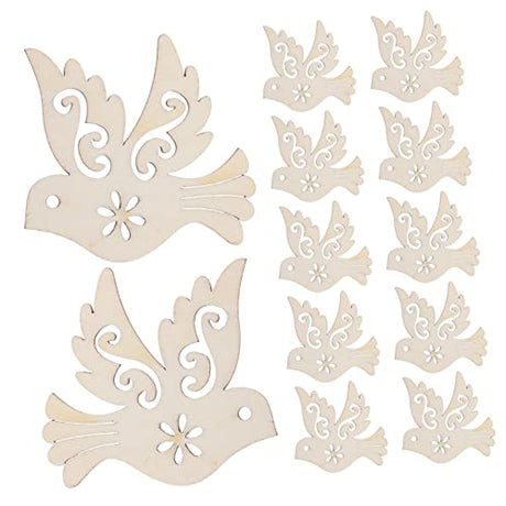 VOSAREA 50pcs Peace Dove Accessories Wood Bird Hanging Tag Wooden Dove Cutouts Wooden Bird Ornaments Rustic Wedding Decorations Wood Bird Slices VOSAREA