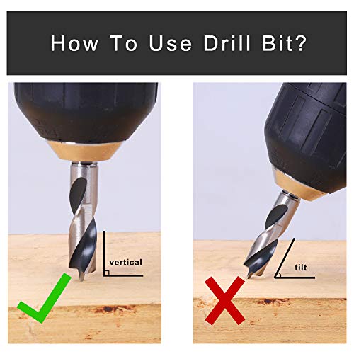 COMOWARE Brad Point Stubby Drill Bit Set for Wood, 6pcs HSS 4241 Steel with 1/4-Inch Quick Change Hex Shank - WoodArtSupply