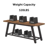 Oastreeful Storage Bench Industrial Rustic Wooden and Metal Entryway Shoe Boots Storage Rack Long Bench Seat for Hallway Bedroom Retro Brown Oastreeful