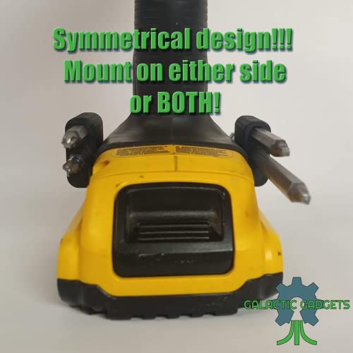 Side Mount MAGNETIC Bit Holder for Dewalt 20V or Craftsman V20 Drill or Driver - 2 Slot Pass Thru (Black) - Galactic Gadgets Galactic Gadgets