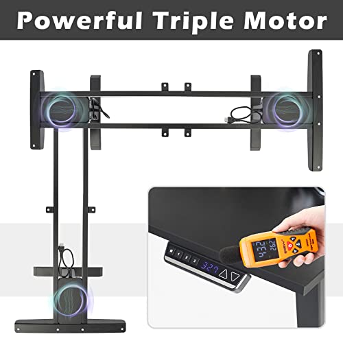 OUTFINE L Shaped Triple Motor Height Adjustable Standing Desk Electric Triple Motor Home Office Stand Up Computer Workstation - WoodArtSupply