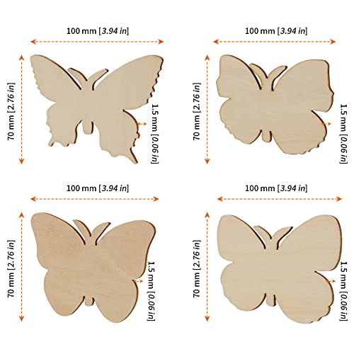 HOZEON 80 PCS Wood Butterfly Crafts, Wooden Butterfly, Wooden Butterfly for Crafts Butterfly Wood Cutouts for Painting, DIY Project, Decorations HOZEON