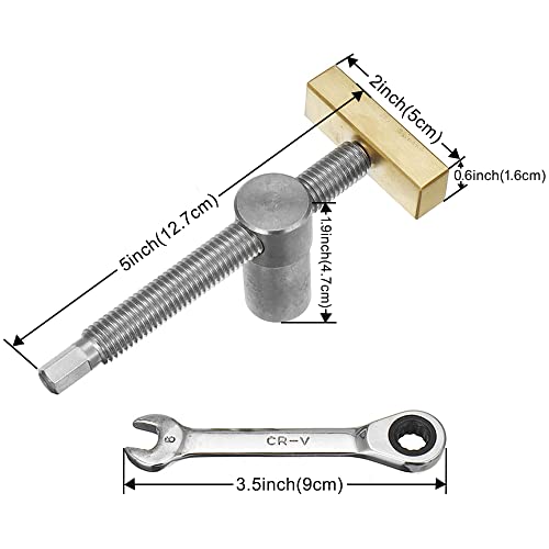 Adjustable Workbench Bench Dog Screw Clamp Fits 3/4 Inch Dog Holes Stainless Steel Brass Adjustable Stop for Woodworking (19mm) DDWT