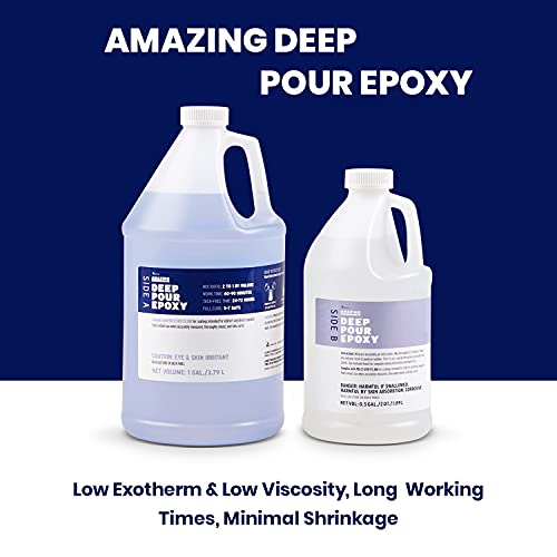 Alumilite Amazing Deep Pour Epoxy [1 gal A + 0.5 gal B(1.5 gallon) 2 Part Kit] 2 inches Thick High-Gloss & Crystal Clear Liquid Glass for Casting Alumilite