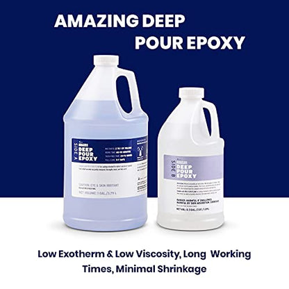 Alumilite Amazing Deep Pour Epoxy [1 gal A + 0.5 gal B(1.5 gallon) 2 Part Kit] 2 inches Thick High-Gloss & Crystal Clear Liquid Glass for Casting - WoodArtSupply