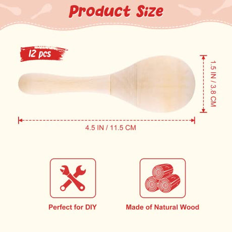Morcheiong 12Pcs DIY Mini Wooden Maracas for Kids with 12Pcs Acrylic Paint Pens Morcheiong