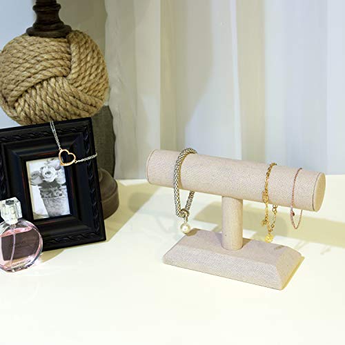 MOOCA Linen Covered Wood Jewelry Display, Jewelry Stand, Perfect for Bracelet Bangle Watch for Home Organization, Store, Tradeshow and Showcase, 7 MOOCA