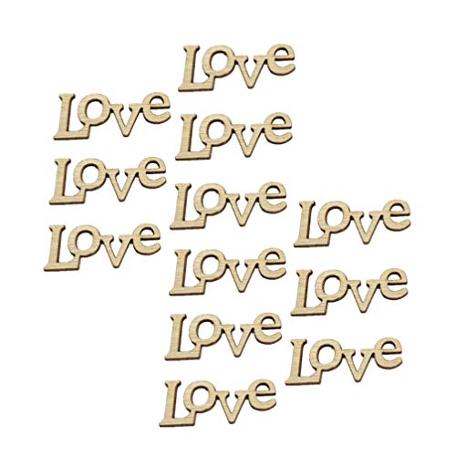 STOBOK 50pcs Wooden Love Letters Unfinished Wood Cutouts Wood Shapes Pieces Wood Discs Slices for DIY Craft Wedding Birthday Party Favors STOBOK