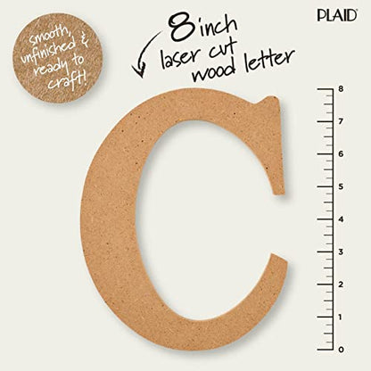 Plaid Wood Unfinished Letter, 8" Wooden Surface Perfect for DIY Arts and Crafts Projects, 63582, 8 inch - WoodArtSupply